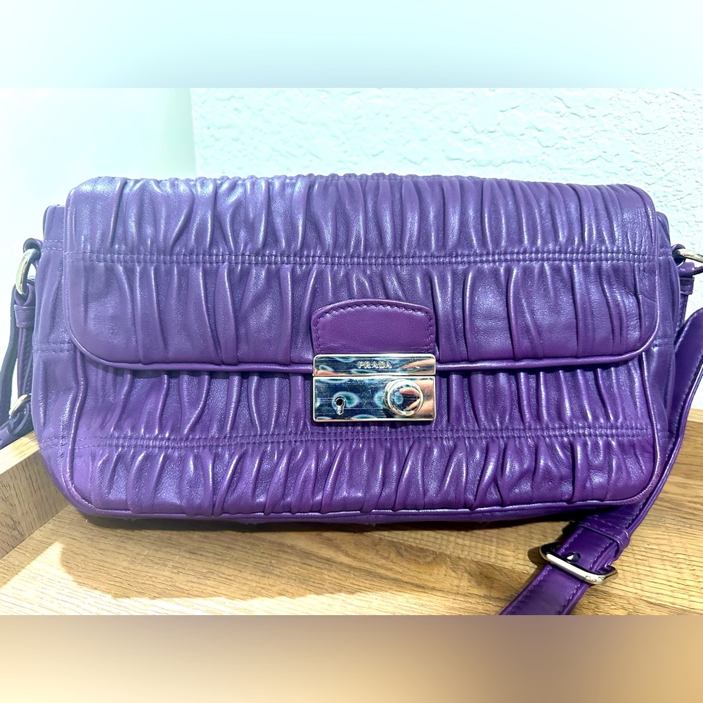 Prada Purple Gaufre Flap Crossbody Bag